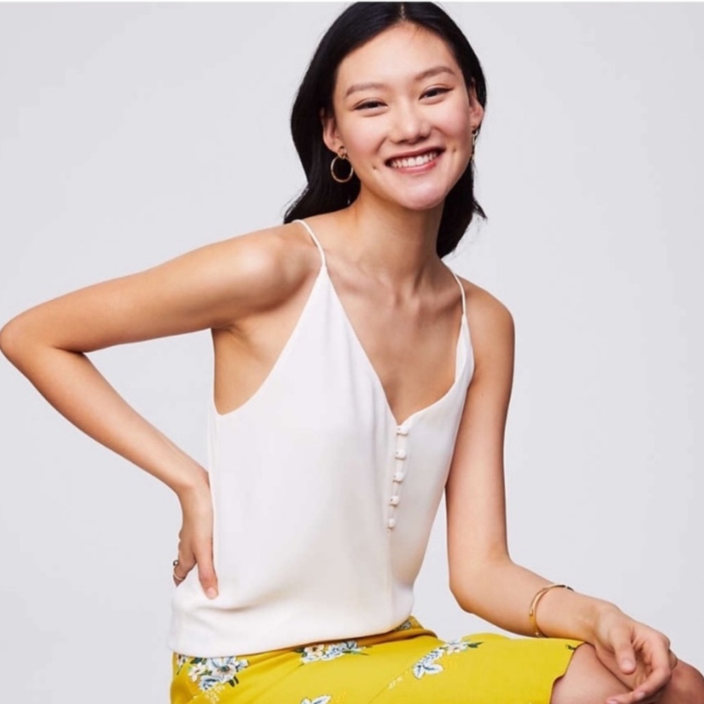 Loft Covered Button Strappy Cami